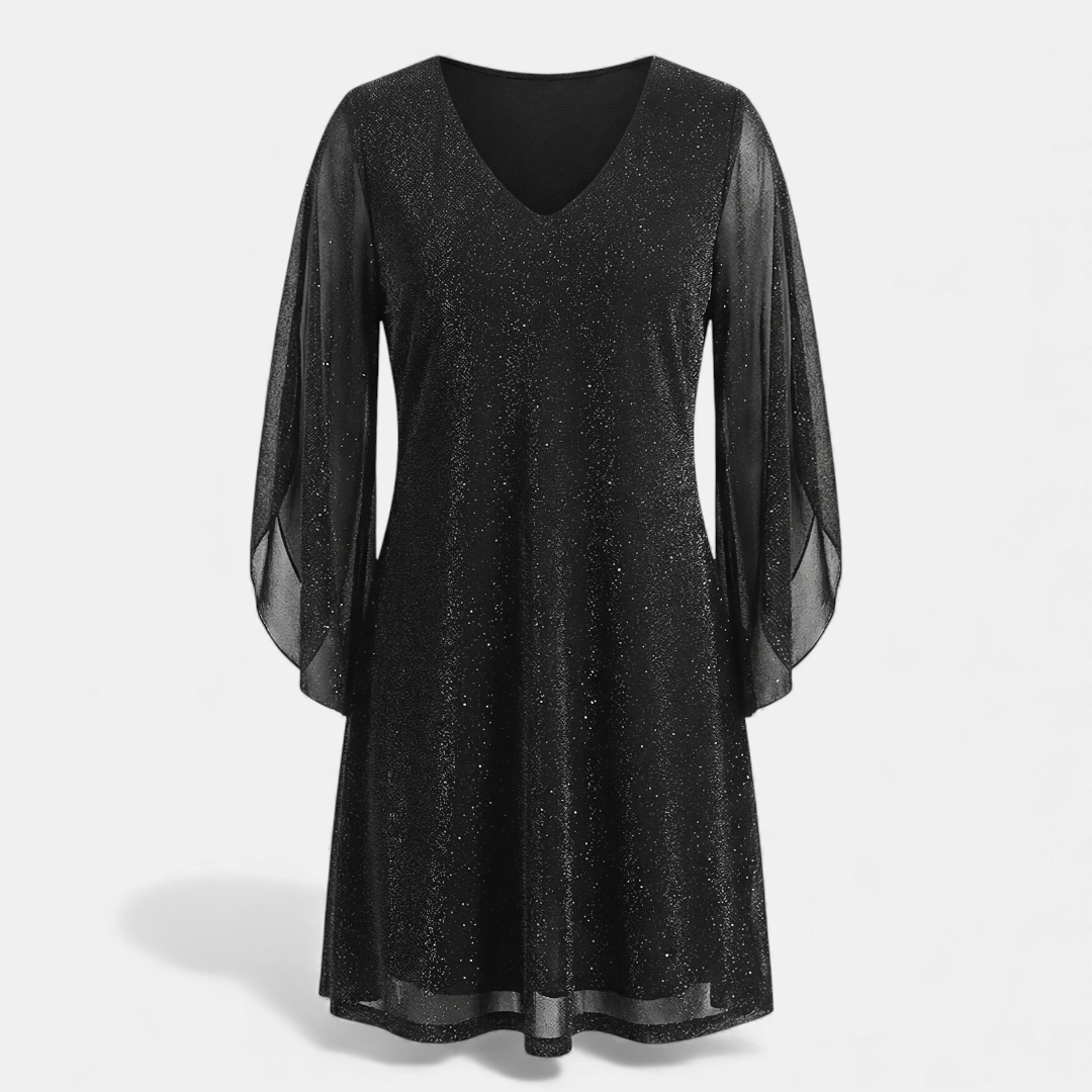 Sofia Maris Glitter Shift Dress - Women's Bell Sleeve