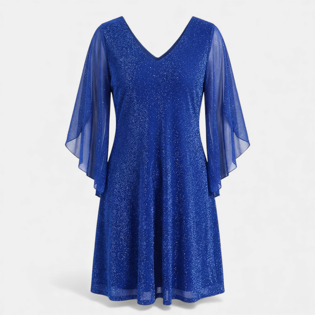 Sofia Maris Glitter Shift Dress - Women's Bell Sleeve