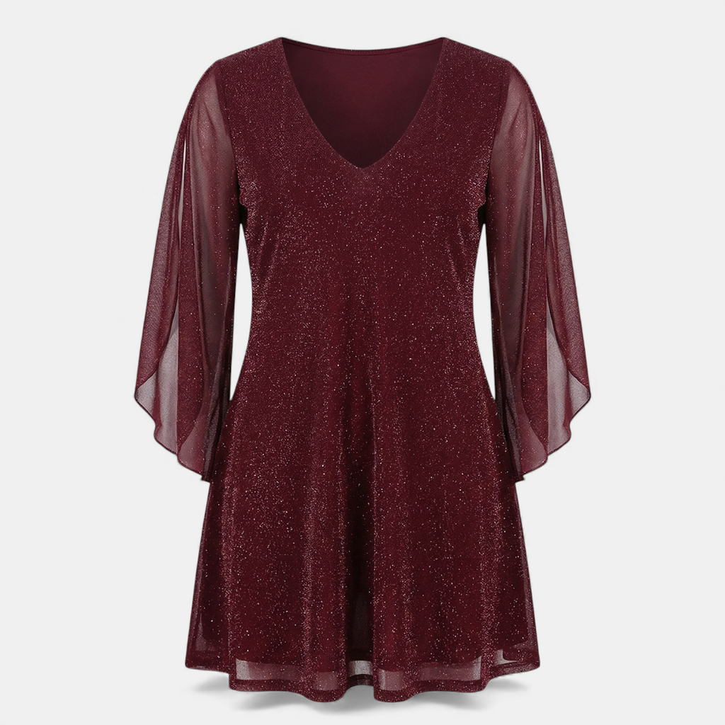 Sofia Maris Glitter Shift Dress - Women's Bell Sleeve