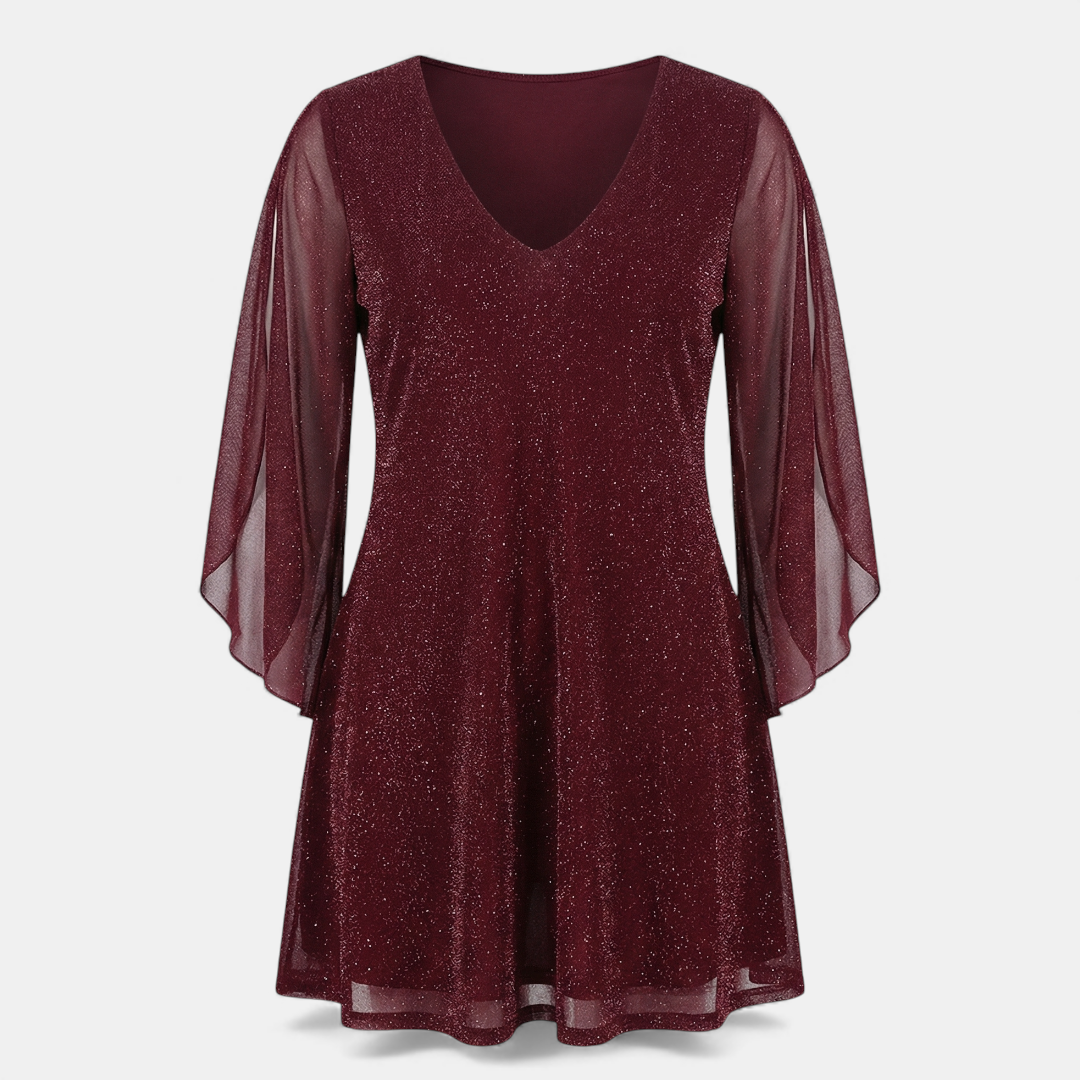 Sofia Maris Glitter Shift Dress - Women's Bell Sleeve