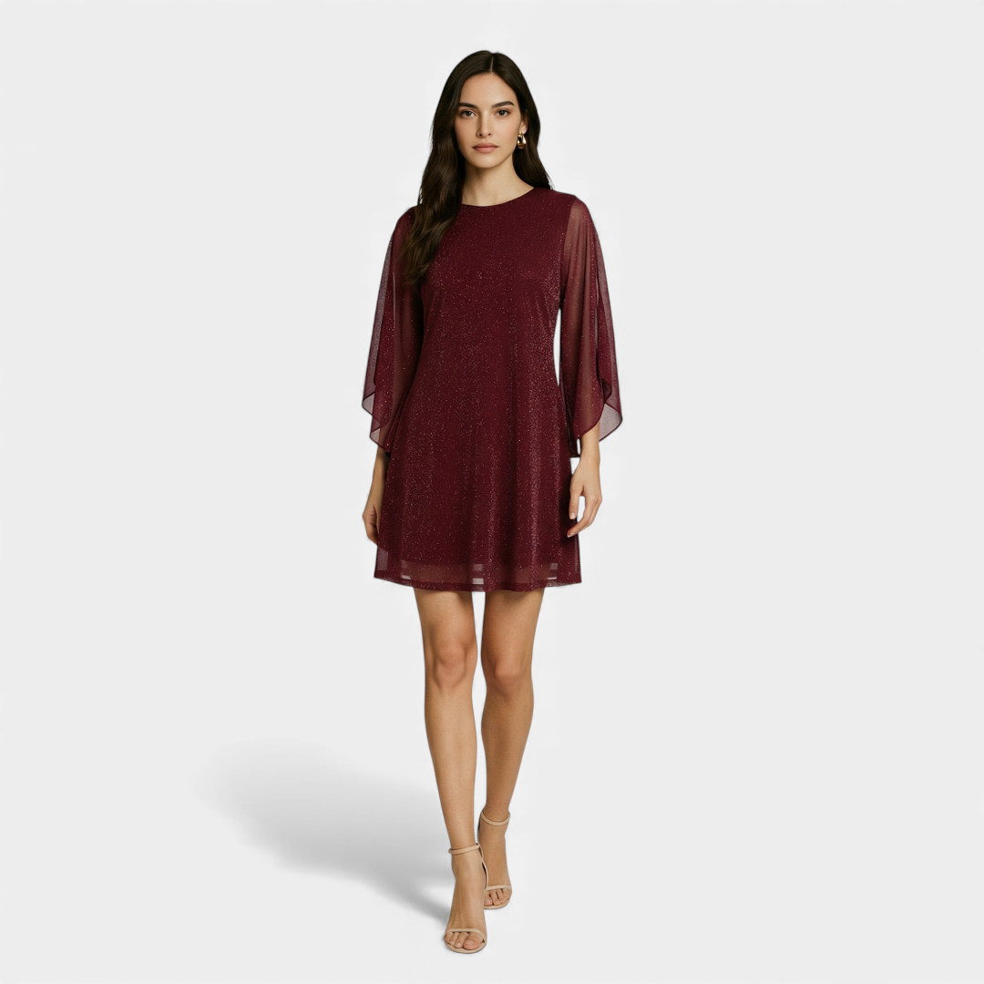 Sofia Maris Glitter Shift Dress - Women's Bell Sleeve