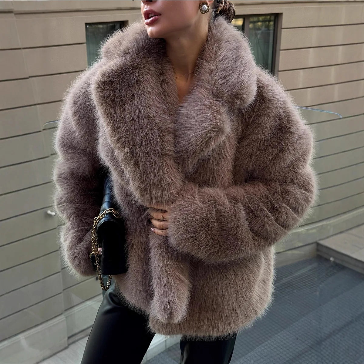 Faux Fur Slim Coat Autumn Winter Loose Eco-Friendly
