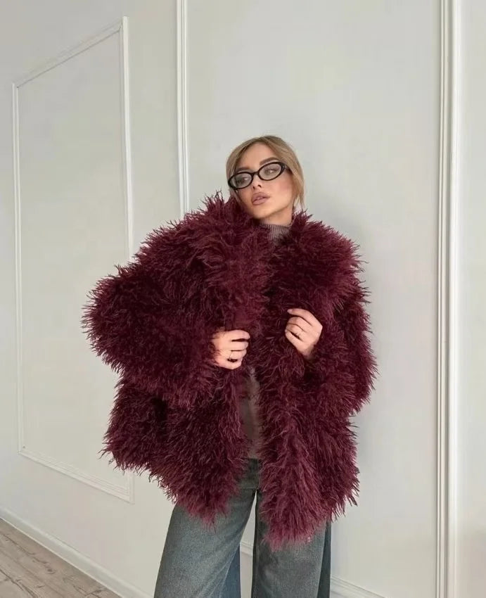 Oversized Fluffy Faux Fur Winter Coat - Sofia Maris