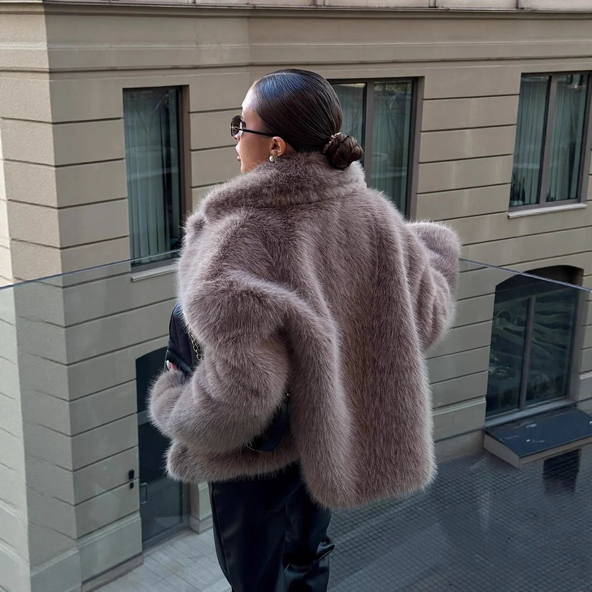 Faux Fur Slim Coat Autumn Winter Loose Eco-Friendly