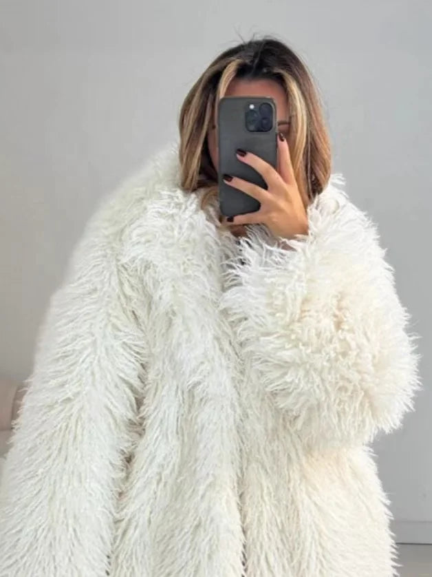 Oversized Fluffy Faux Fur Winter Coat - Sofia Maris