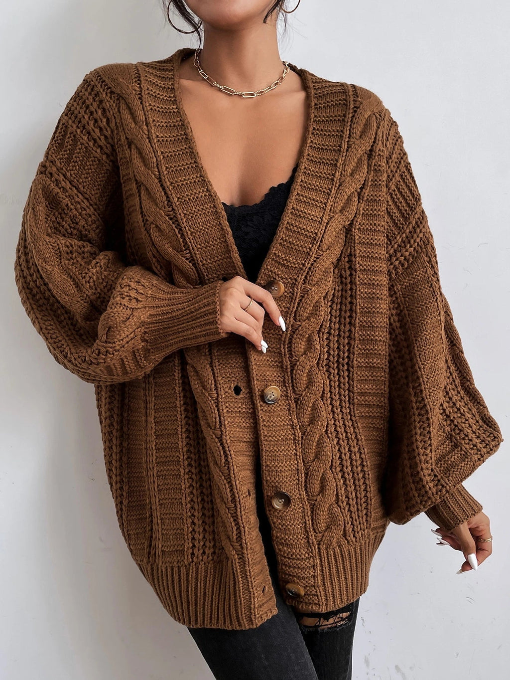 Sofia Maris Oversized Cable Knit Cardigan
