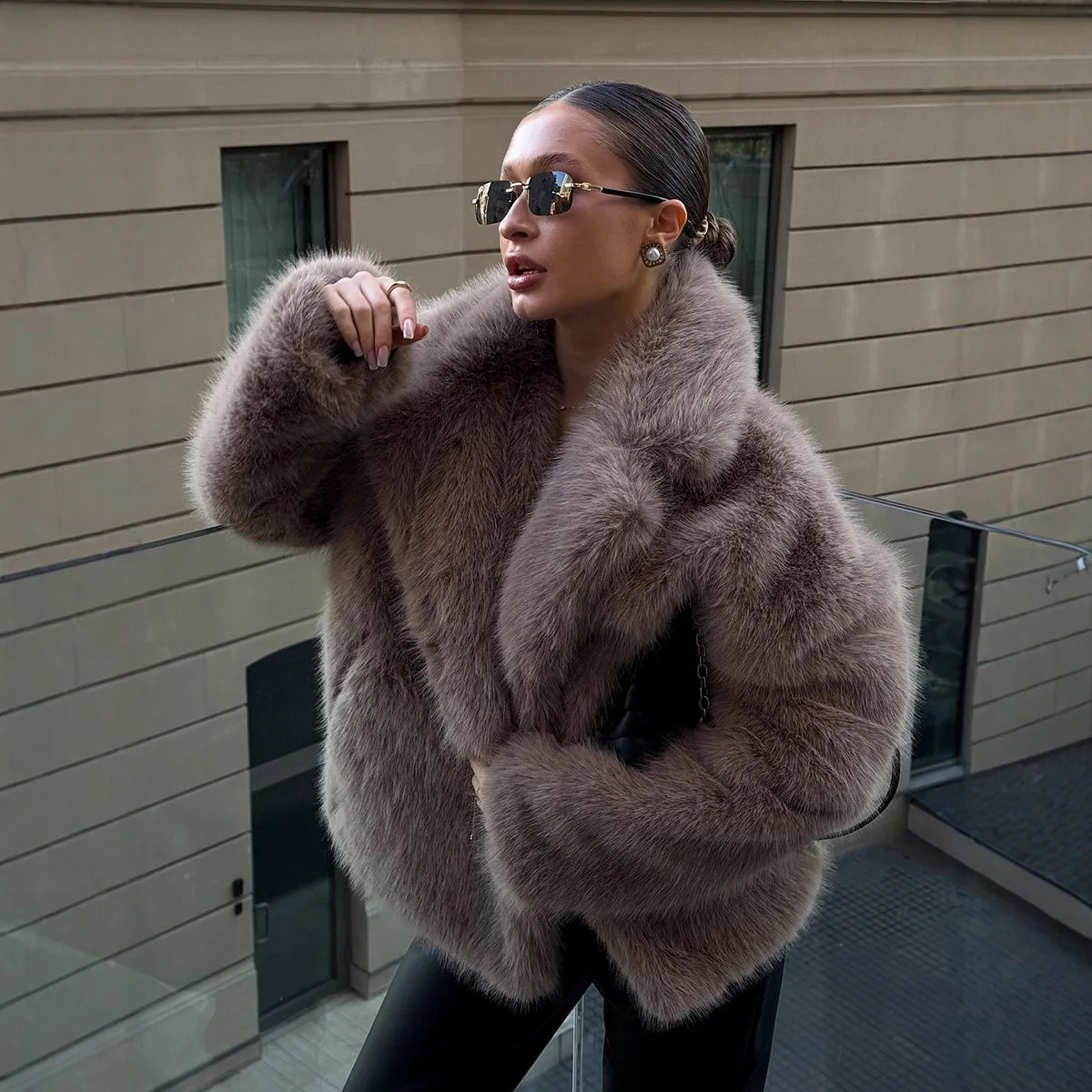 Faux Fur Slim Coat Autumn Winter Loose Eco-Friendly