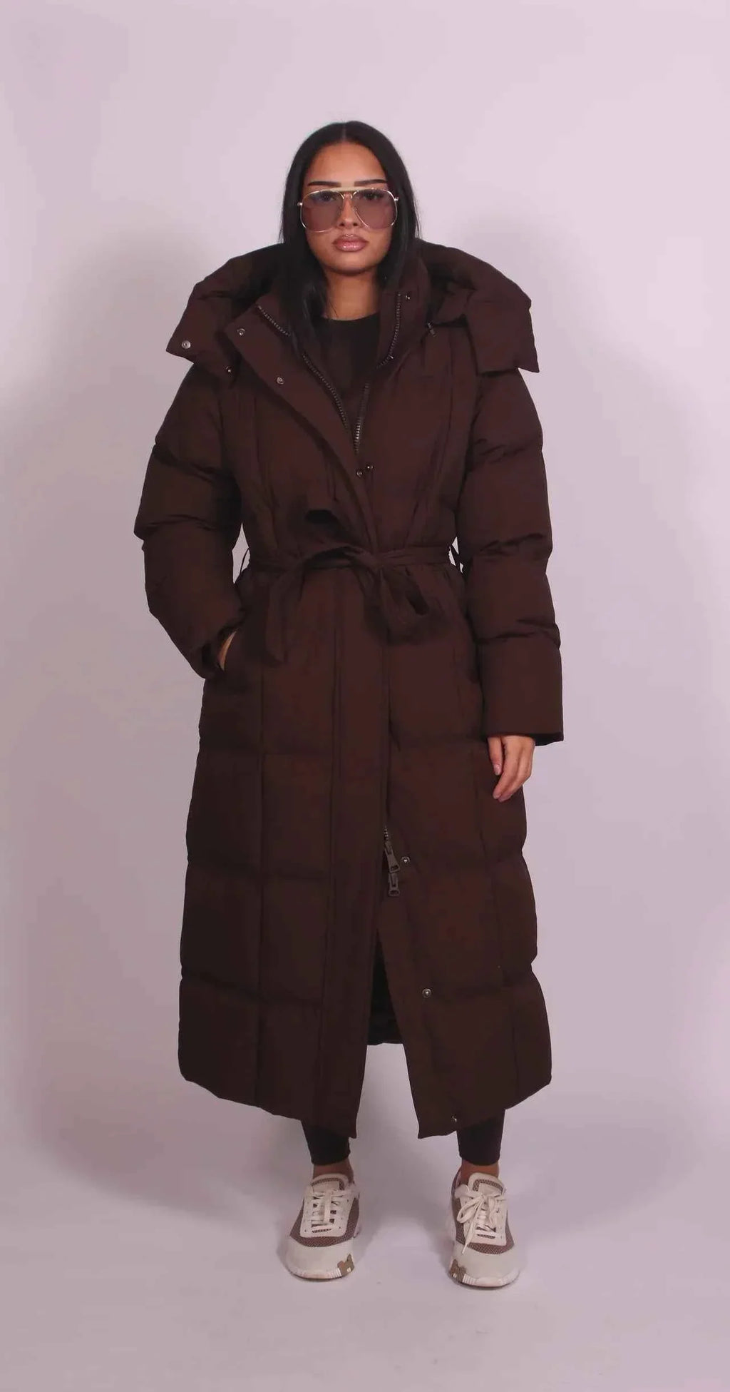 Sofia Maris Women's Long Belted Puffer Coat