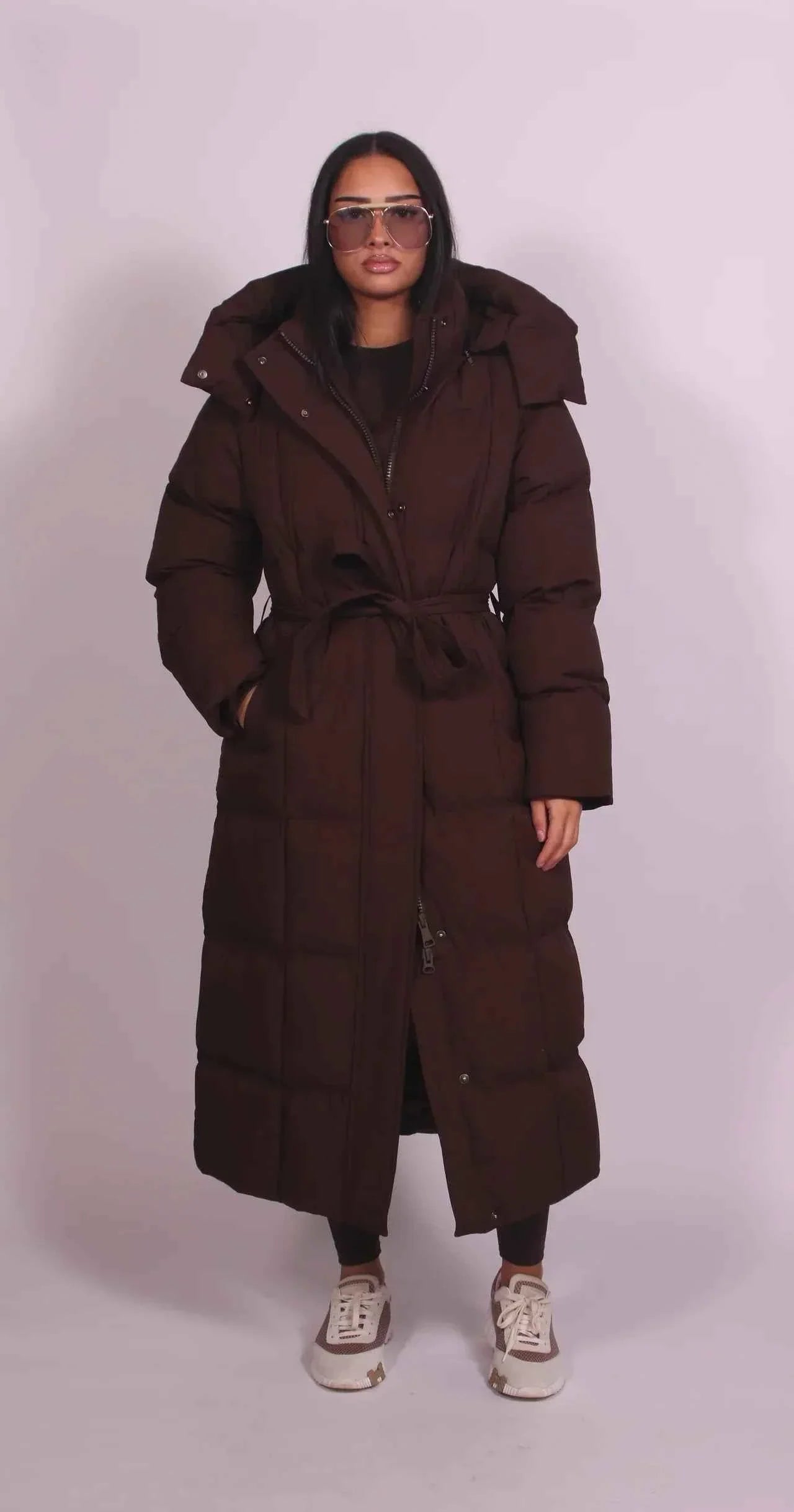 Sofia Maris Women's Long Belted Puffer Coat