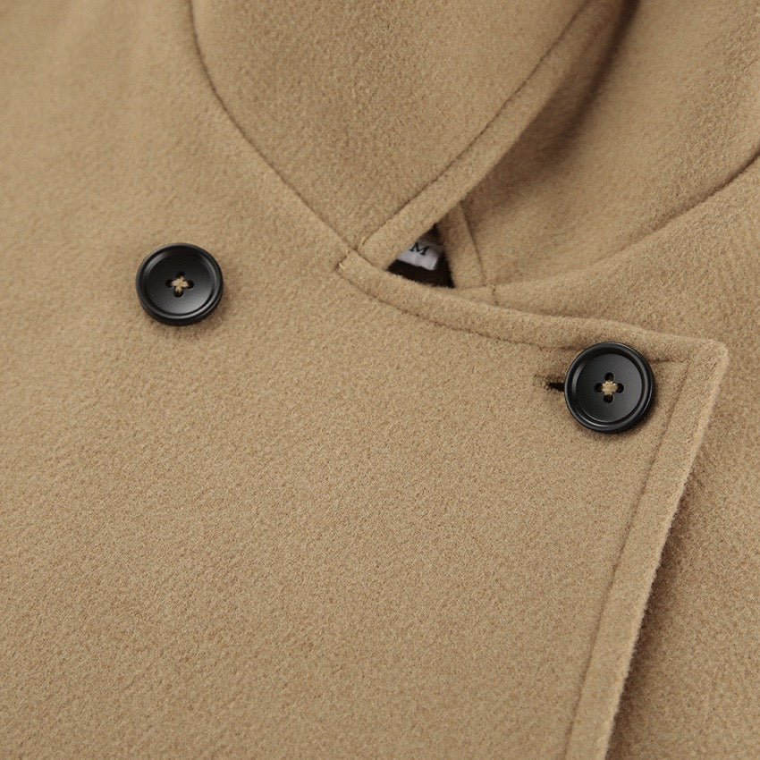High-Grade Brown Woolen Lapel Coat