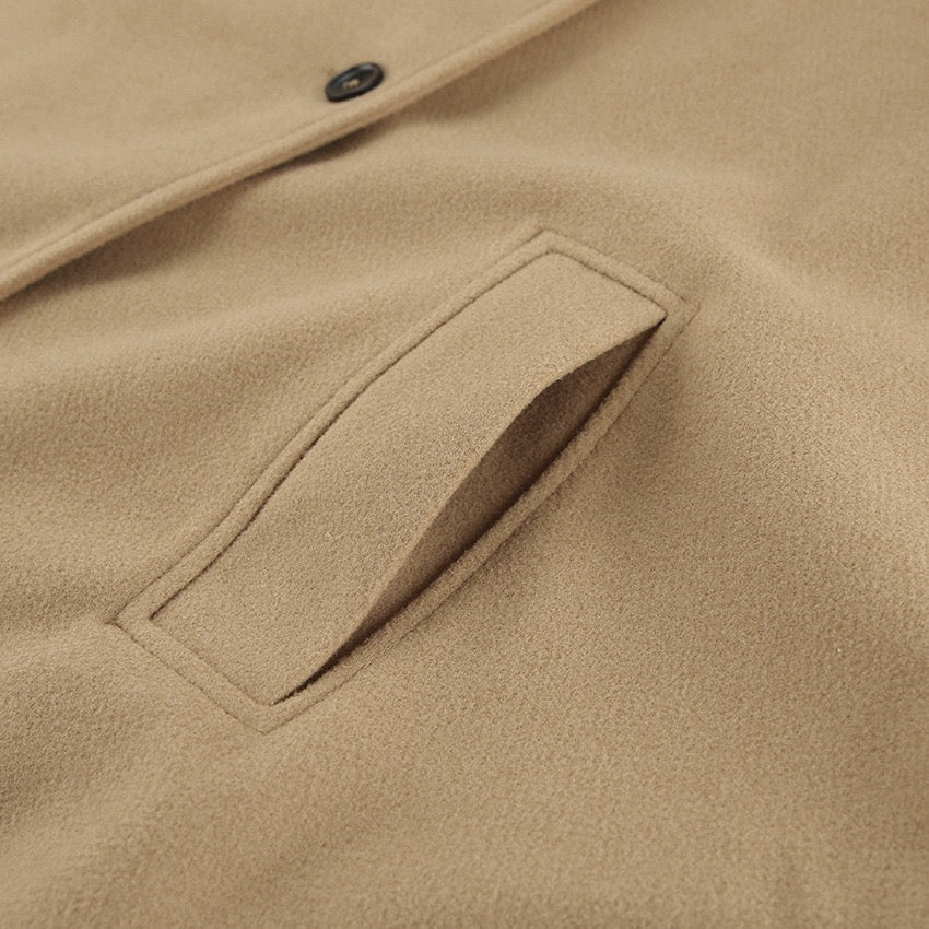 High-Grade Brown Woolen Lapel Coat