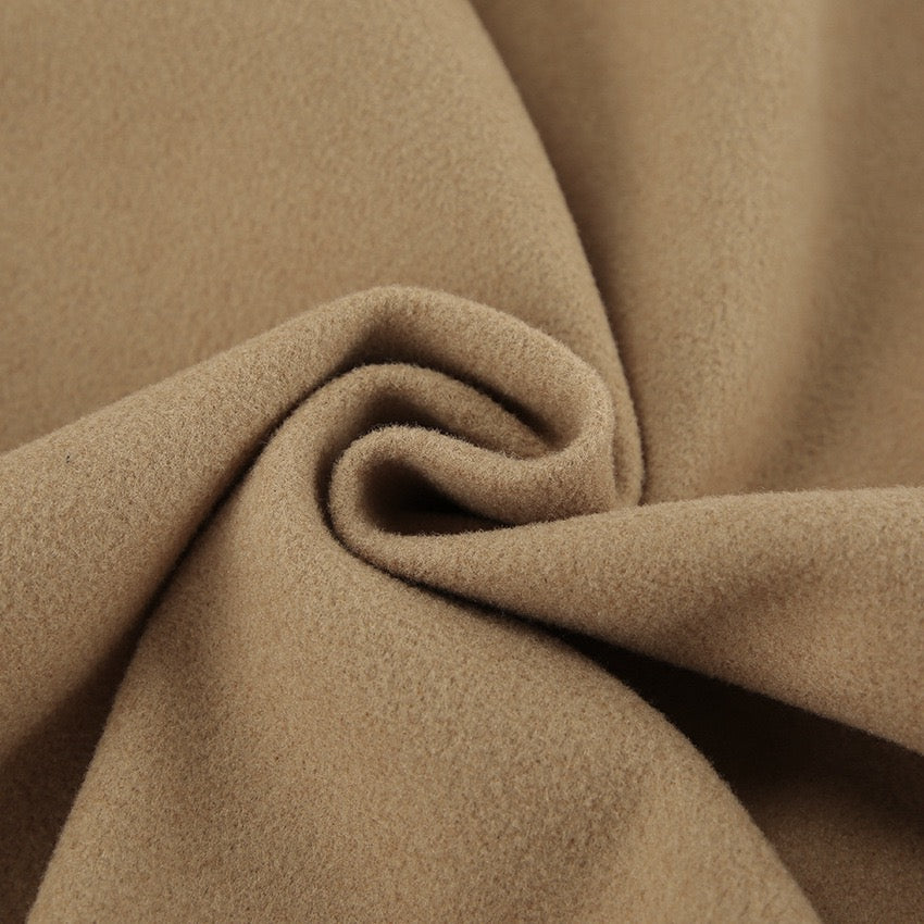 High-Grade Brown Woolen Lapel Coat