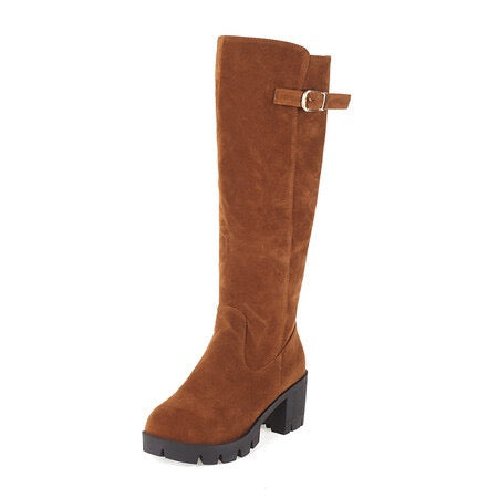 Block Heel Knee-High Winter Boots