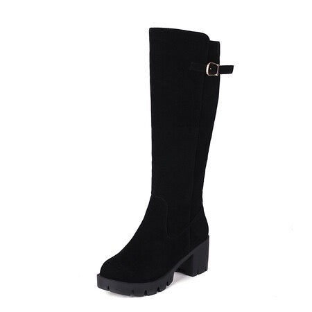 Block Heel Knee-High Winter Boots
