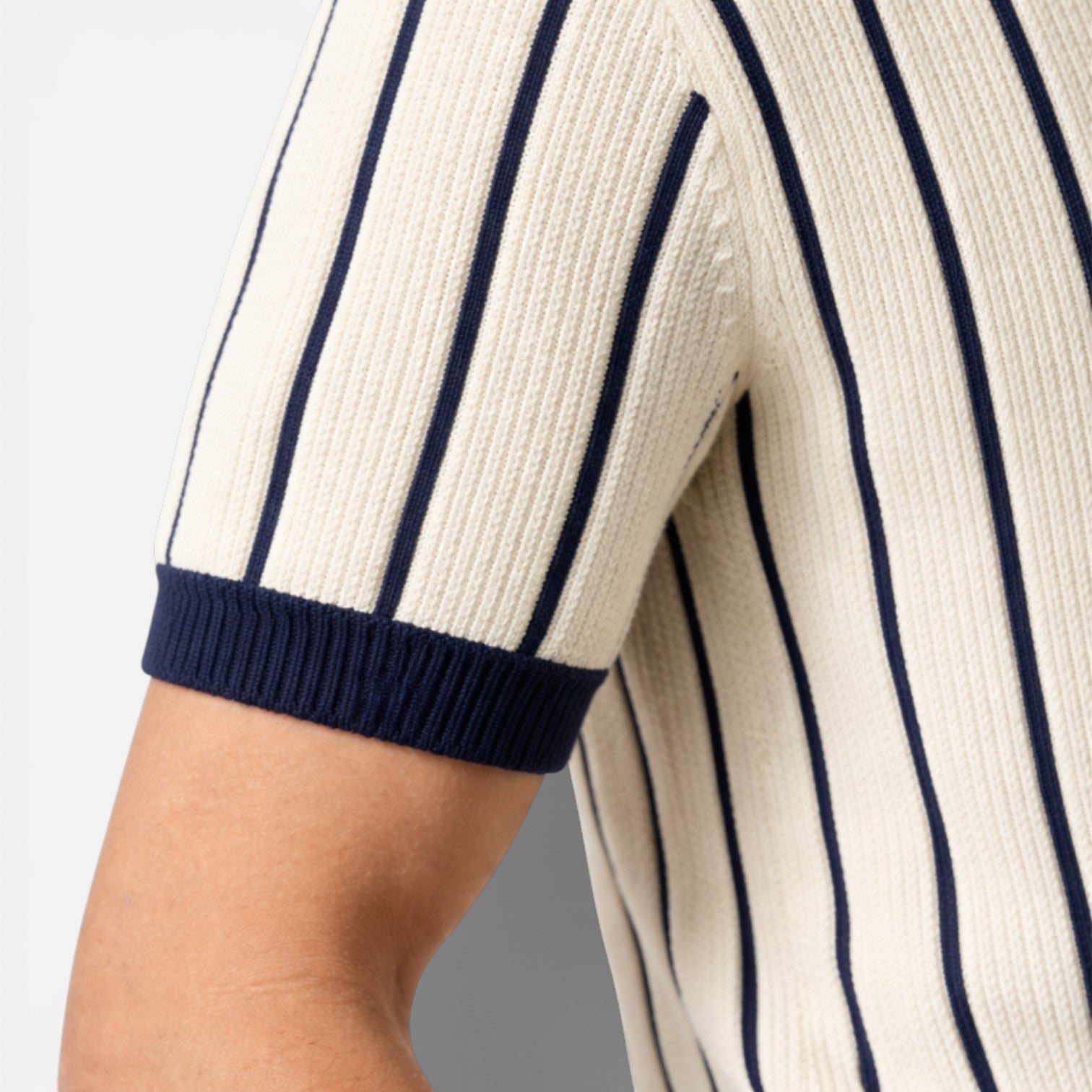 Men’s Striped Knit Polo Shirt Breathable Summer Classic Fit