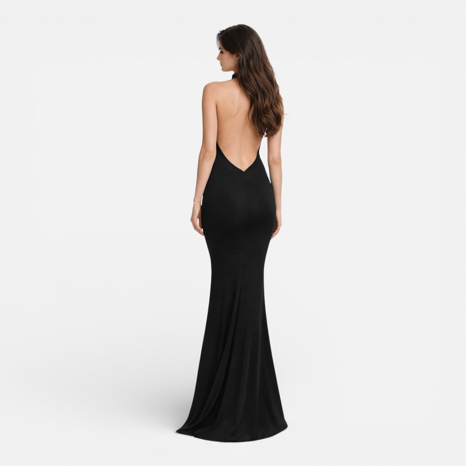 Women’s Lace Maxi Dress Backless Halter Elegant Bodycon Stretch