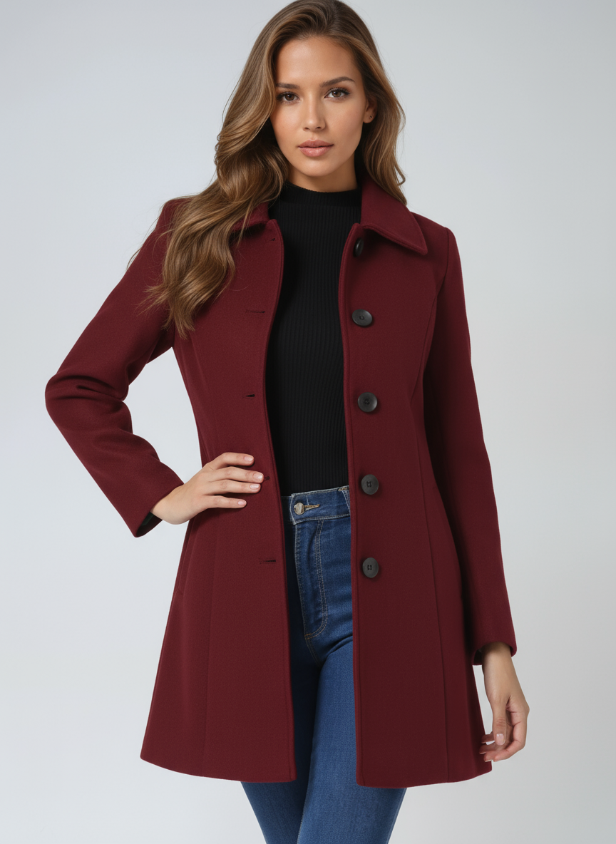 Women's Single Breasted Winter Trench Coat - Sofia Maris