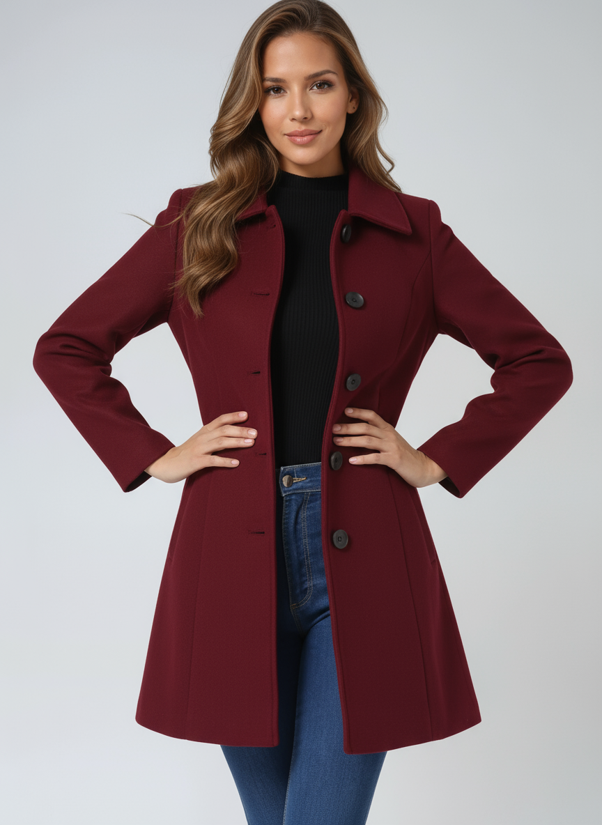 Women's Single Breasted Winter Trench Coat - Sofia Maris