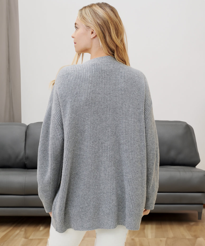 Sofia Maris Women's Oversized Button Cardigan with Cozy Ribbed Knit Texture