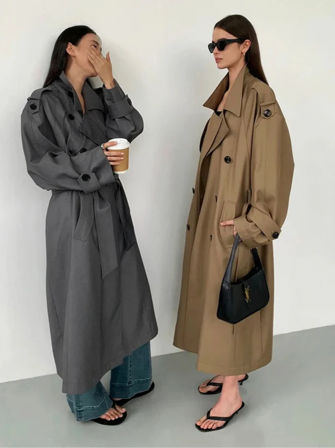 Sofia Maris Women's Oversized Long Trench Coat