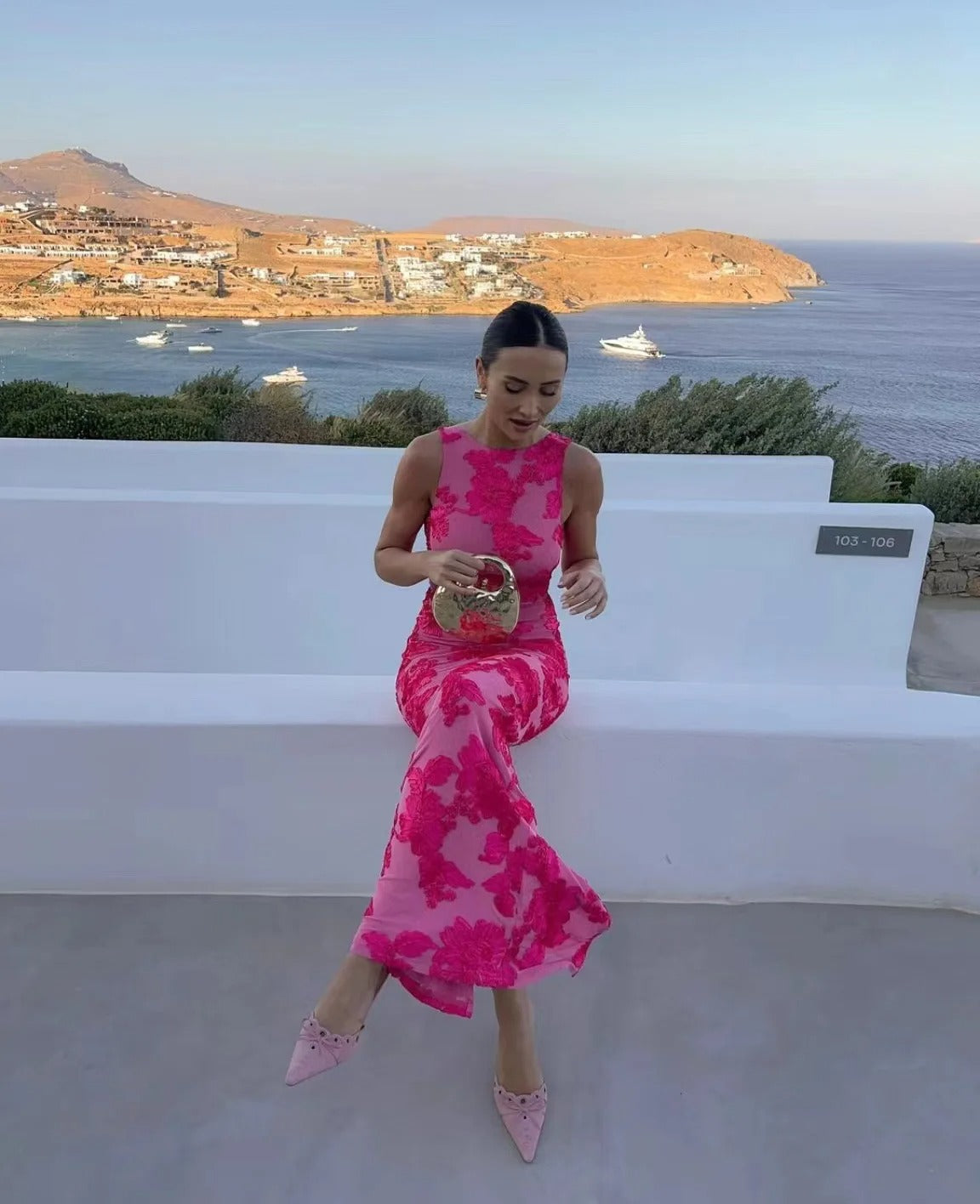 Women’s Floral Print Fitted Maxi Dress - Sofia Maris