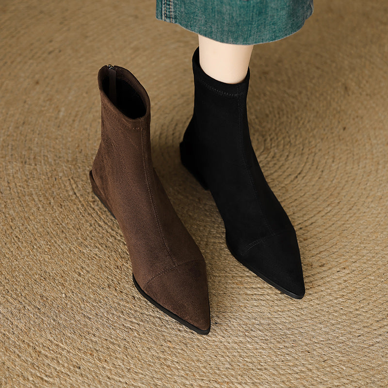 Sofia Maris Fitted Ankle Boots | Pointed Toe Block Heel Ankle Boots