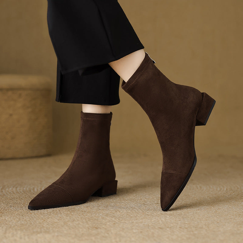 Sofia Maris Fitted Ankle Boots | Pointed Toe Block Heel Ankle Boots
