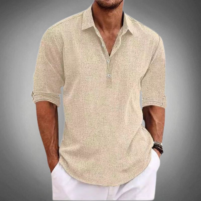 Men’s Linen Polo Shirt – Classic Fit – Spring, Summer