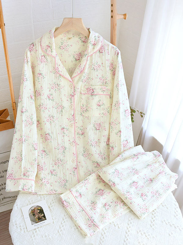 Carla - Cotton Pyjama Set with Floral Print for Women