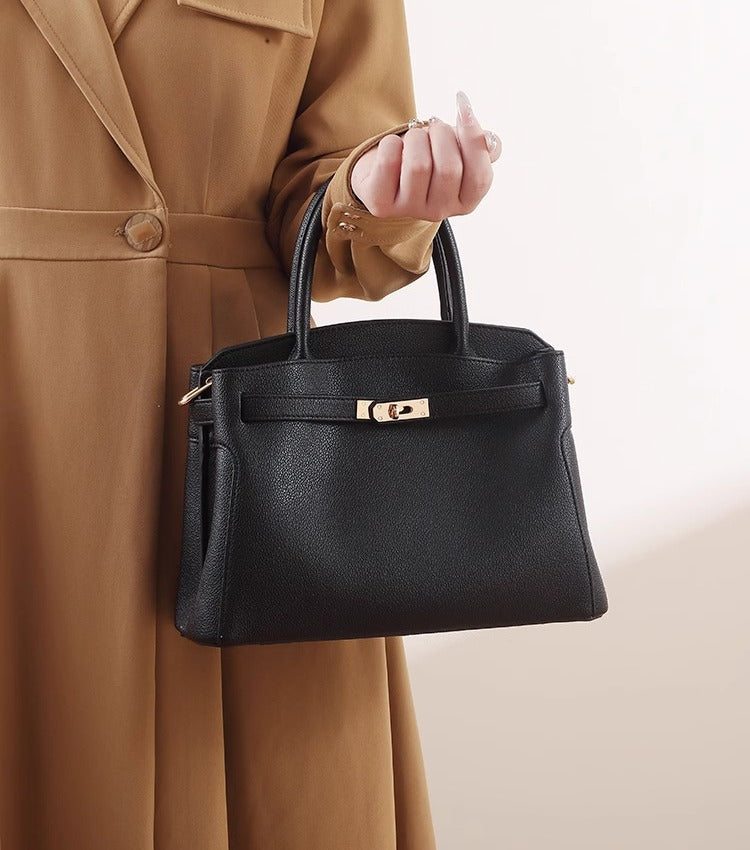 Women's Structured Crossbody Handbag with Top Handle and Clasp - Sofia Maris