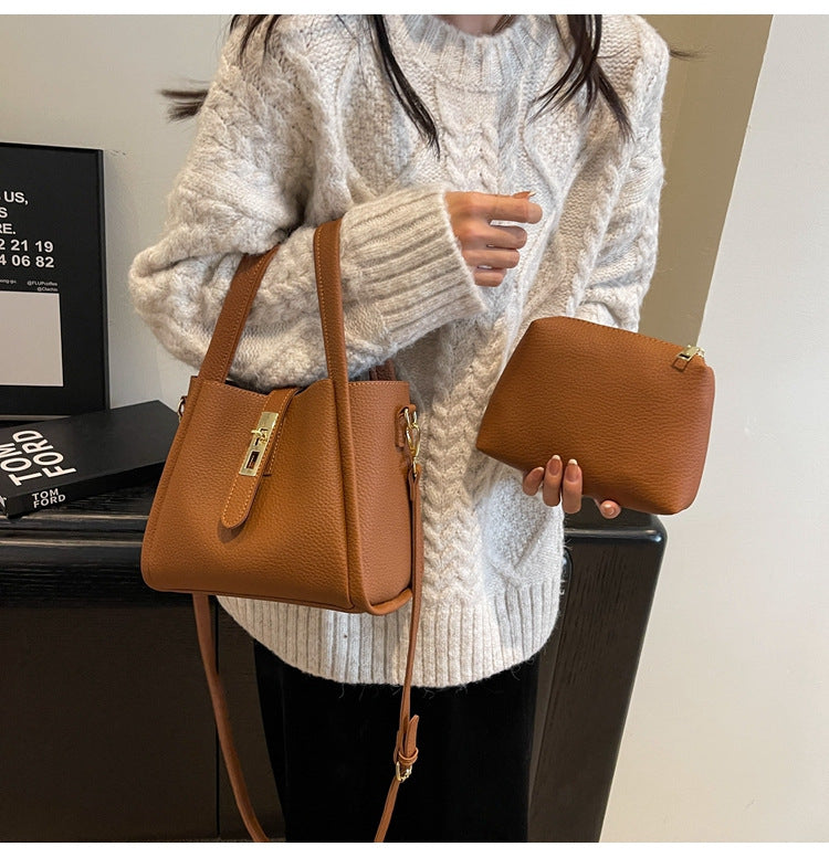 Women's Structured Handbag with Top Handles and Gold-Tone Hardware - Sofia Maris