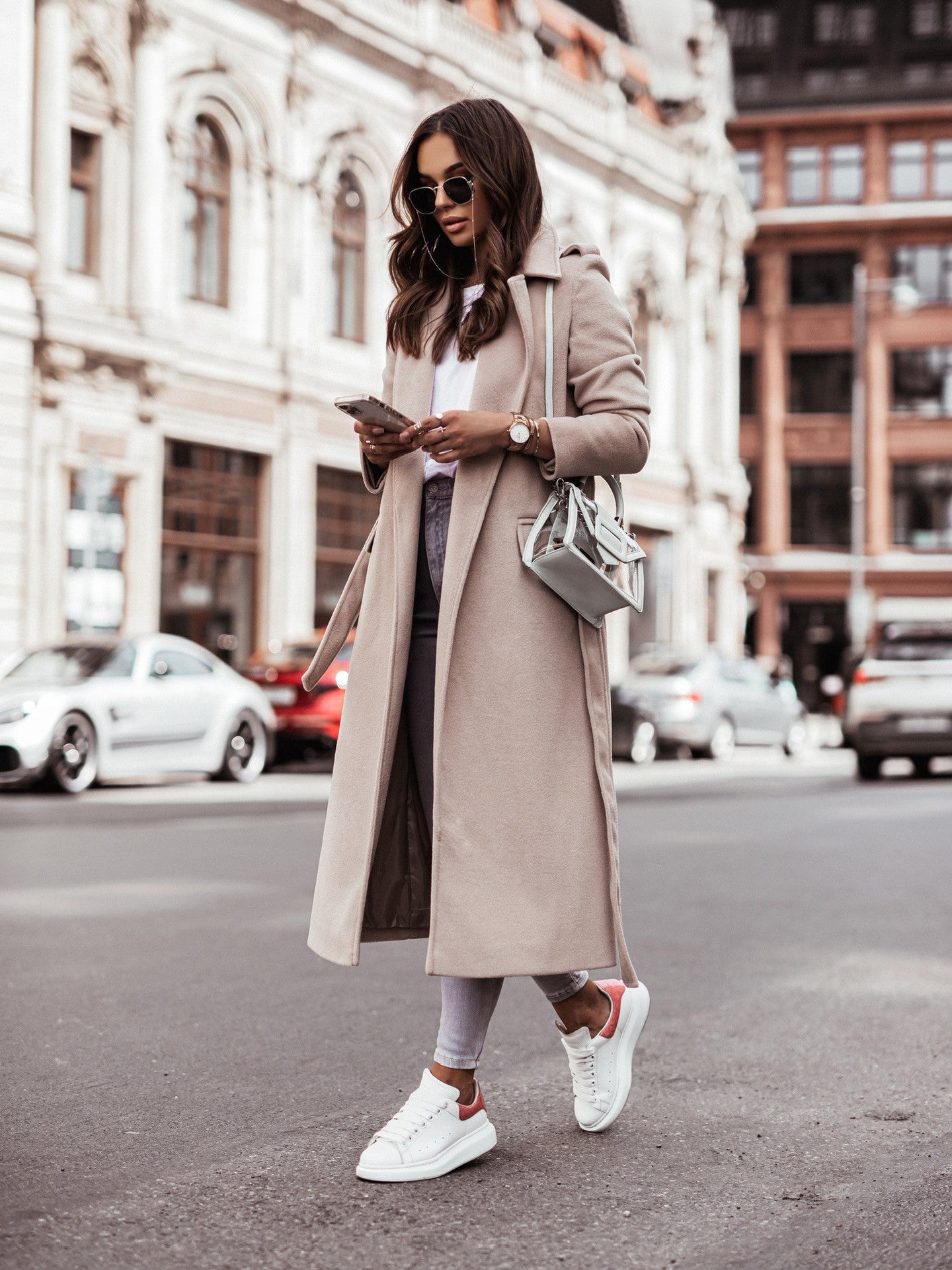 Claudia | Longline Belted Coat with Lapel Collar