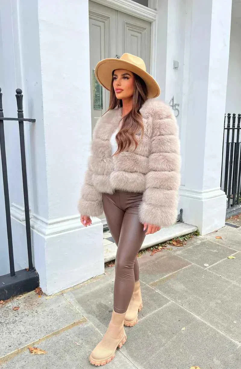 Opulent Plush | Women's Cropped Faux Fur Puffer Jacket