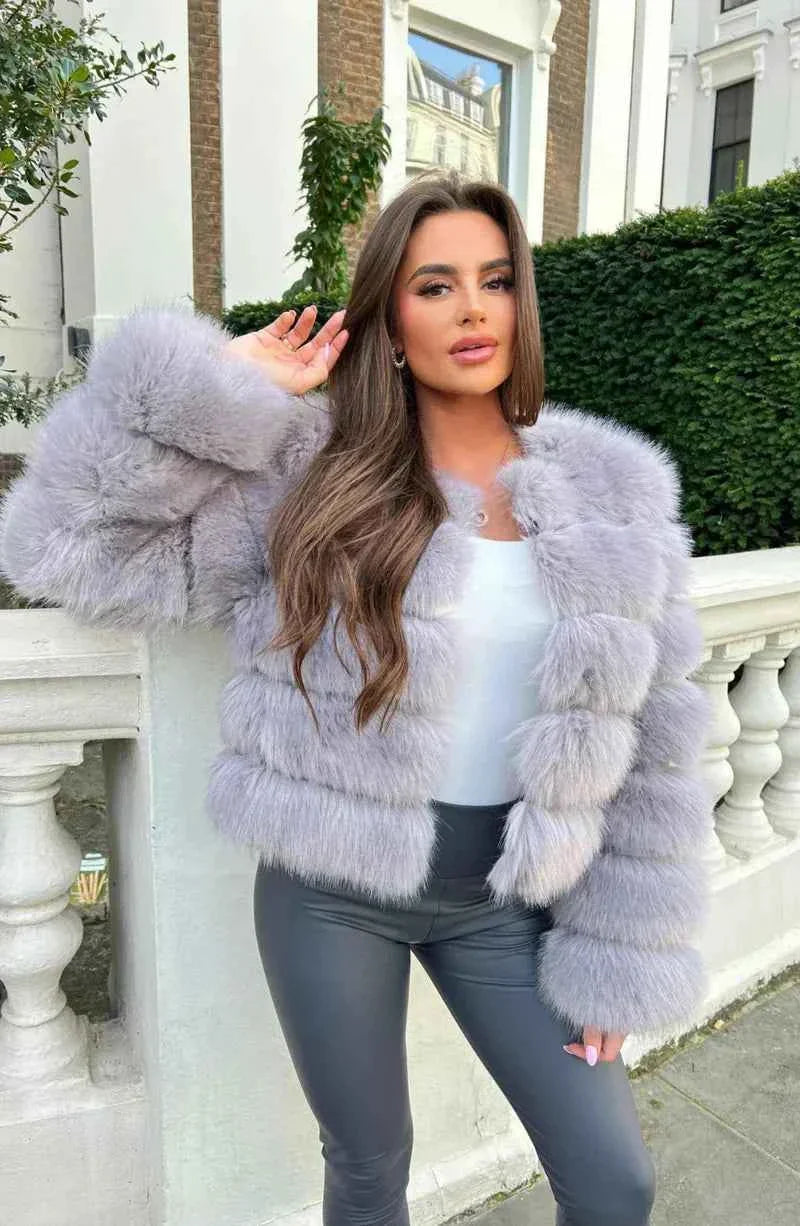 Opulent Plush | Women's Cropped Faux Fur Puffer Jacket