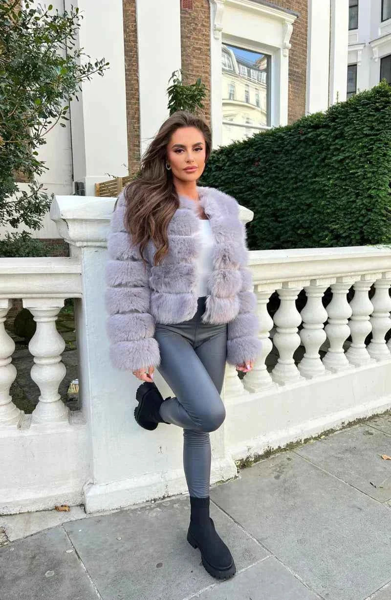 Opulent Plush | Women's Cropped Faux Fur Puffer Jacket