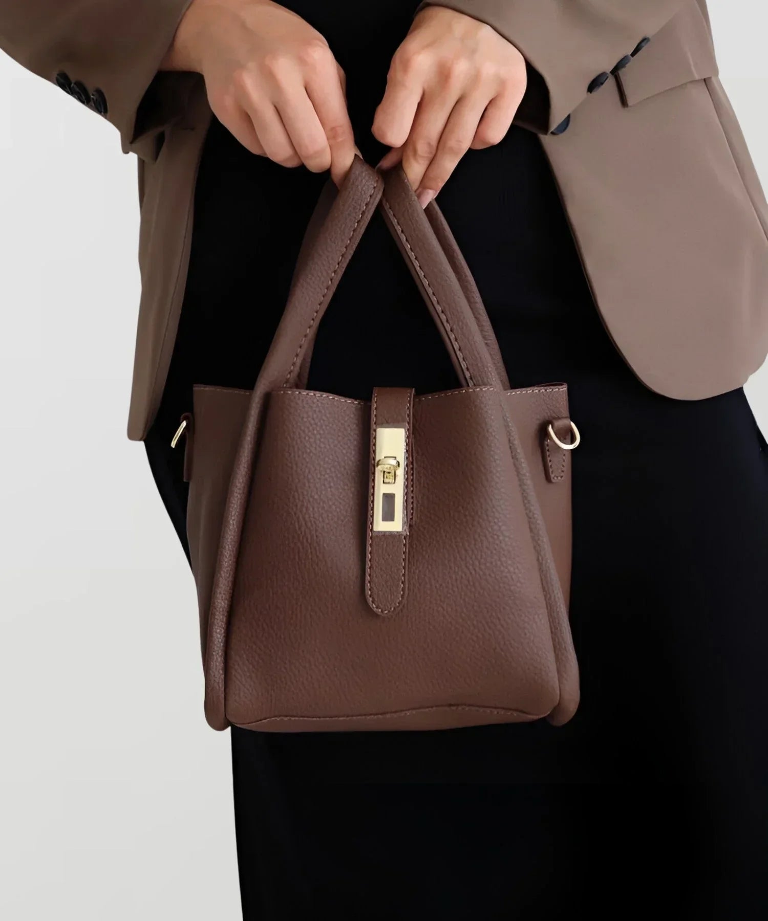 Women's Structured Handbag with Top Handles and Gold-Tone Hardware - Sofia Maris