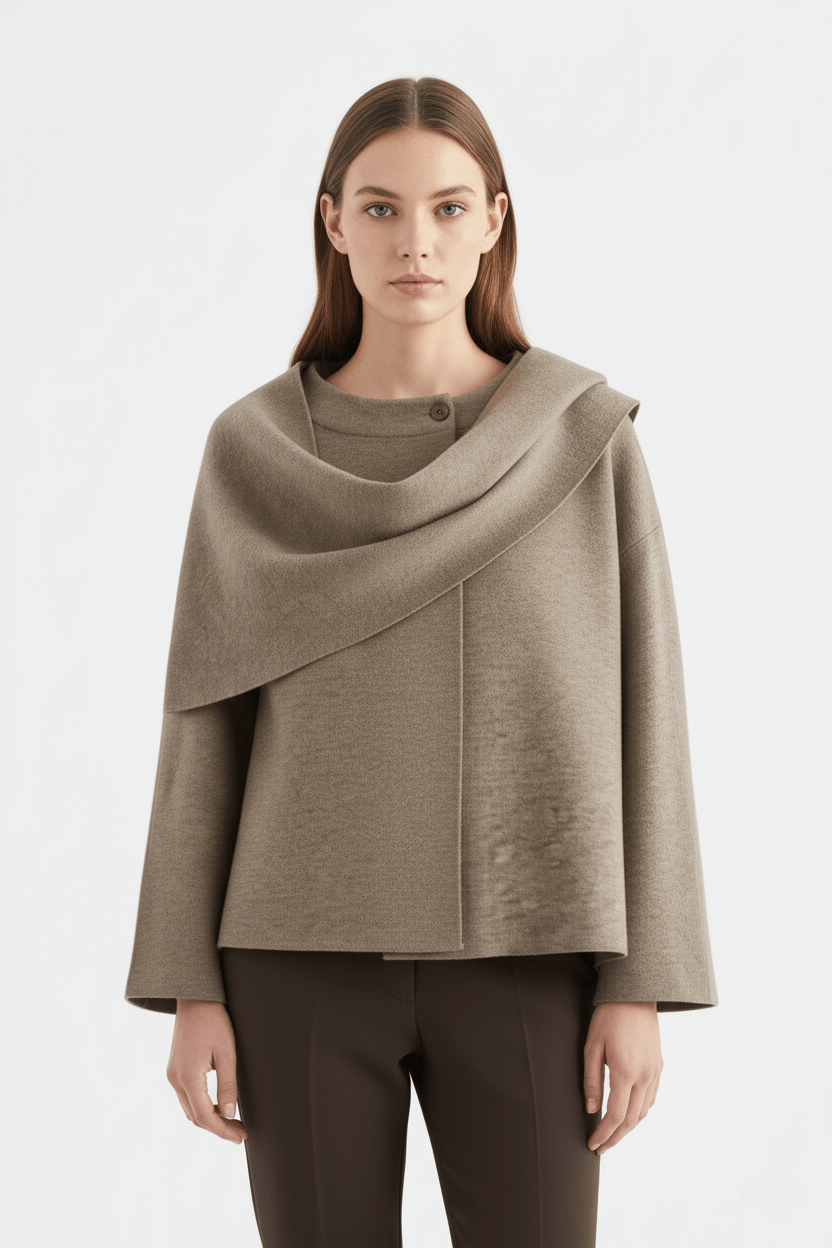 Sofia Maris Women’s Plush Winter Coat – Asymmetric Shawl Design - Sofia Maris