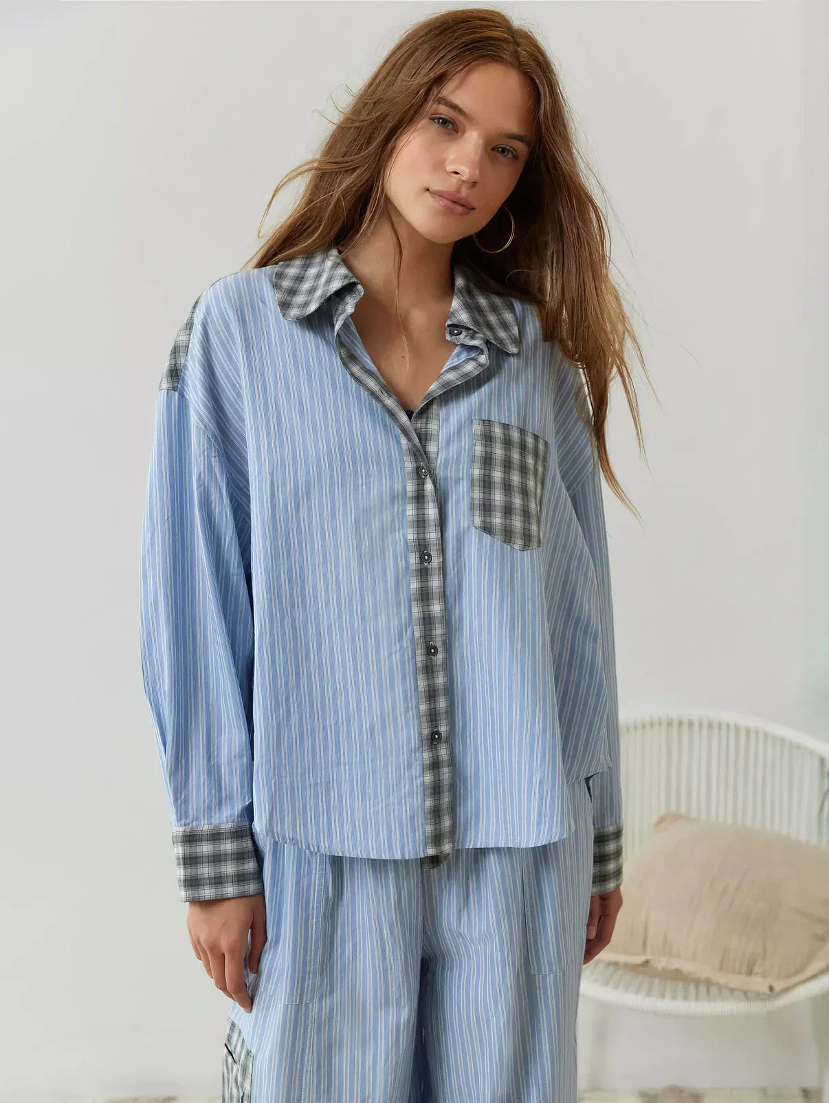 Women's 2-Piece Pyjama Set with Long Sleeve Button Shirt and Trousers - Sofia Maris