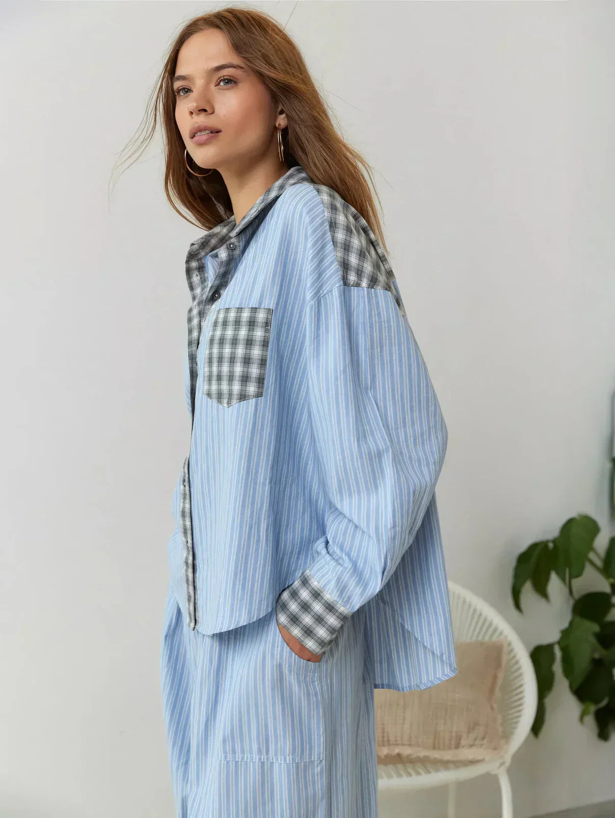 Women's 2-Piece Pyjama Set with Long Sleeve Button Shirt and Trousers - Sofia Maris