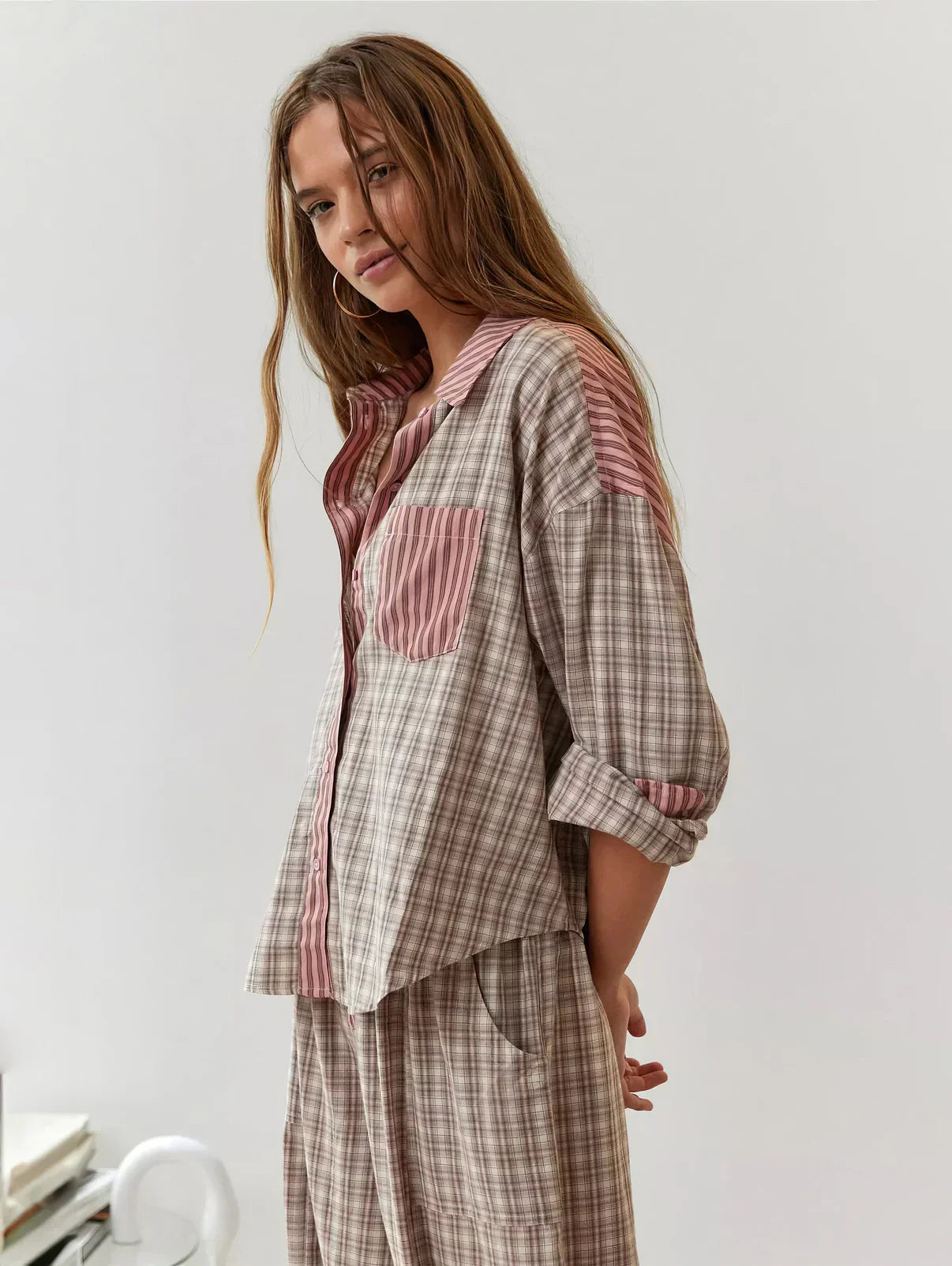 Women's 2-Piece Pyjama Set with Long Sleeve Button Shirt and Trousers - Sofia Maris
