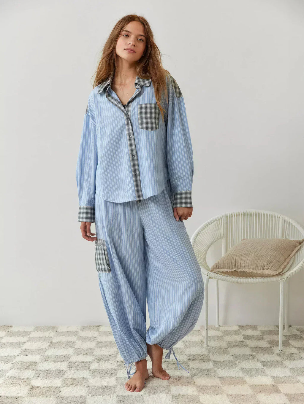 Women's 2-Piece Pyjama Set with Long Sleeve Button Shirt and Trousers - Sofia Maris