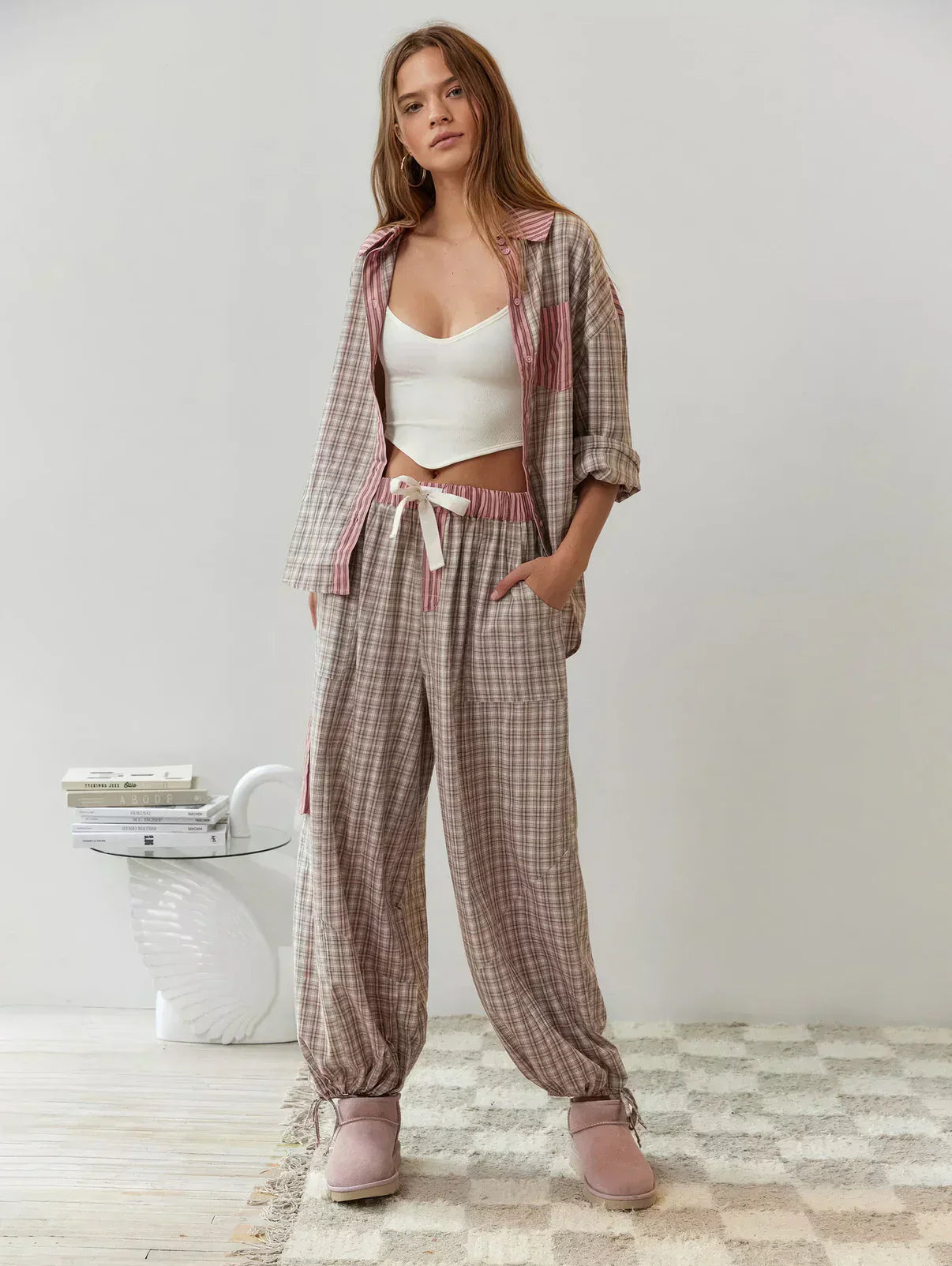 Women's 2-Piece Pyjama Set with Long Sleeve Button Shirt and Trousers - Sofia Maris