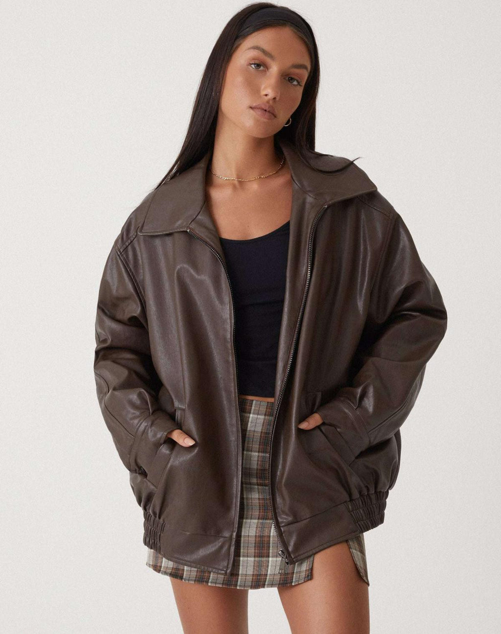 Queenilyn Jacket | Women's Autumn Oversized PU Leather Jacket - Sofia Maris