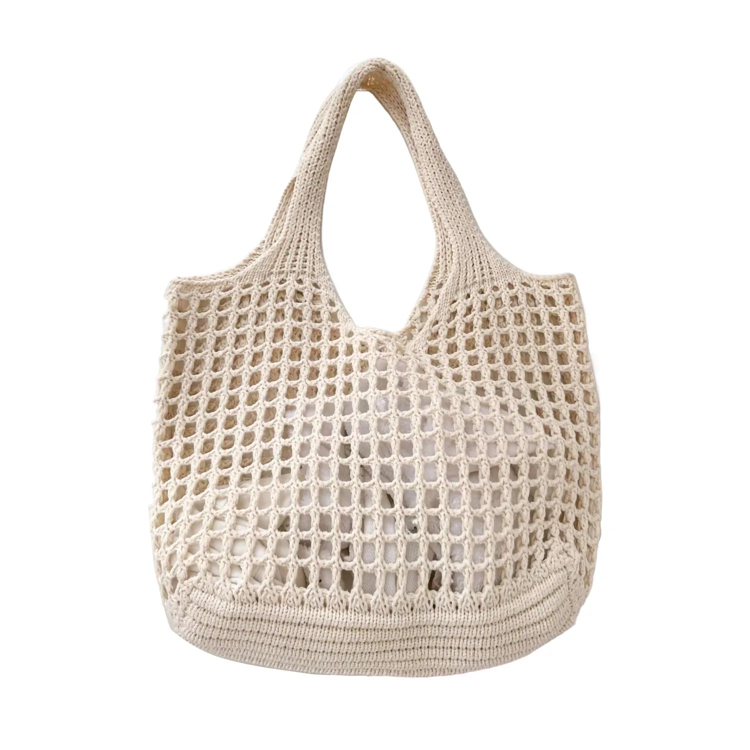 Women's Crochet Tote Bag with Hollow Knit and Large Capacity - Sofia Maris