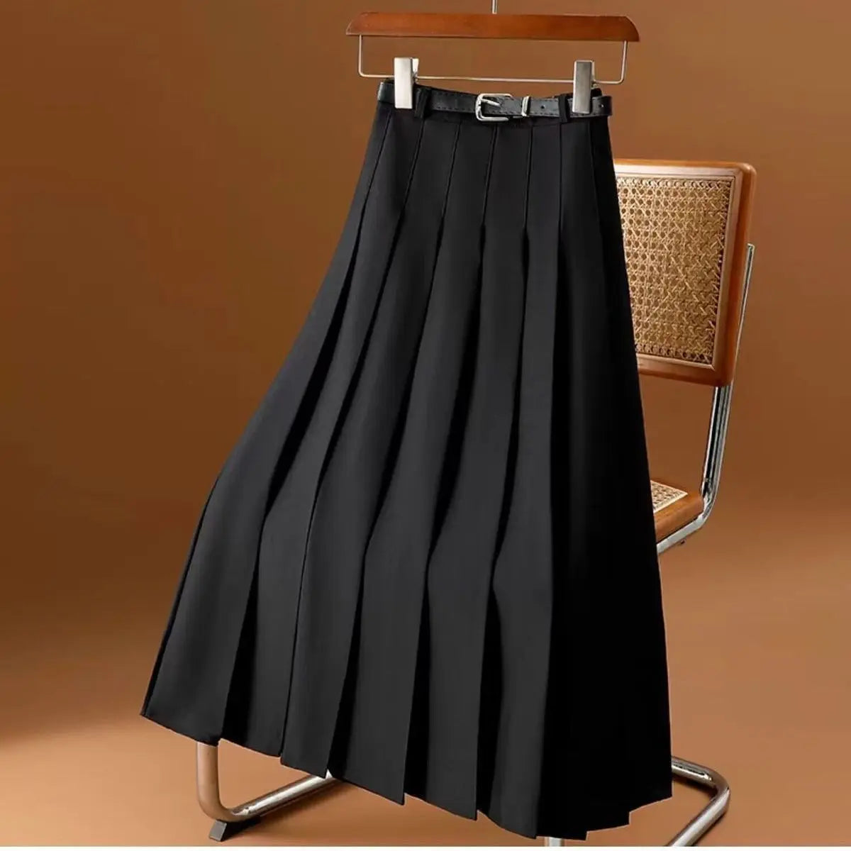 Women's Vintage Pleated Midi Skirt - Stylish Belted Design - Sofia Maris