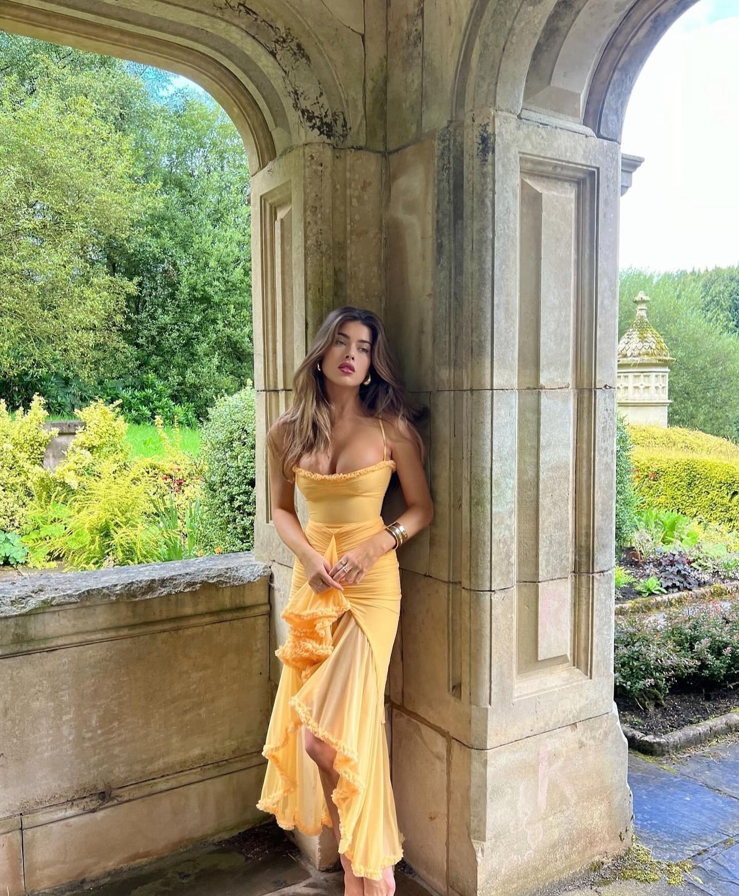 Women's Ruffle Maxi Dress with Spaghetti Straps and Ruched Waist - Sofia Maris