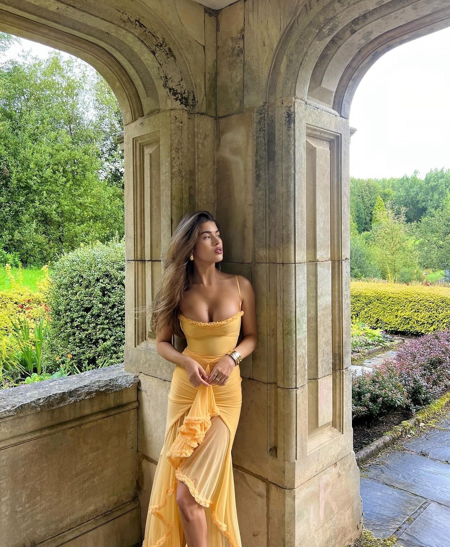 Women's Ruffle Maxi Dress with Spaghetti Straps and Ruched Waist - Sofia Maris