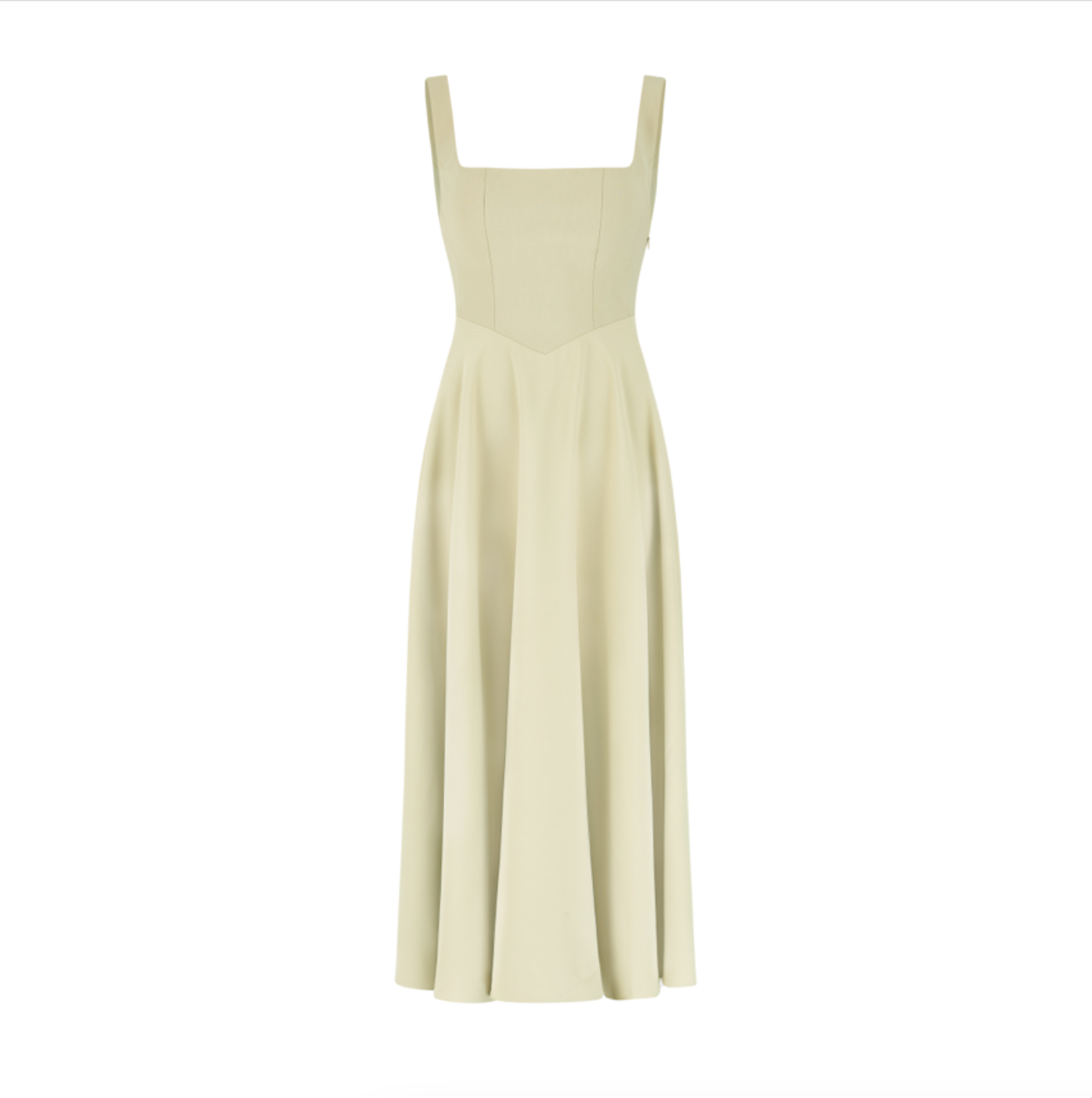 Women's Sleeveless Square Neck Midi Dress with A-Line Silhouette - Sofia Maris