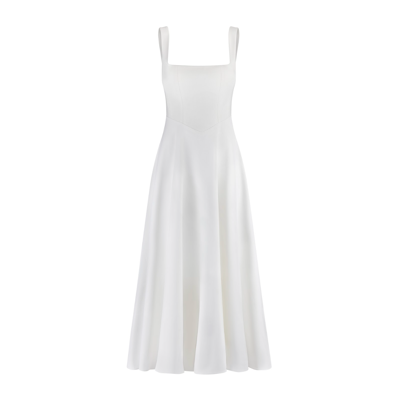 Women's Sleeveless Square Neck Midi Dress with A-Line Silhouette - Sofia Maris
