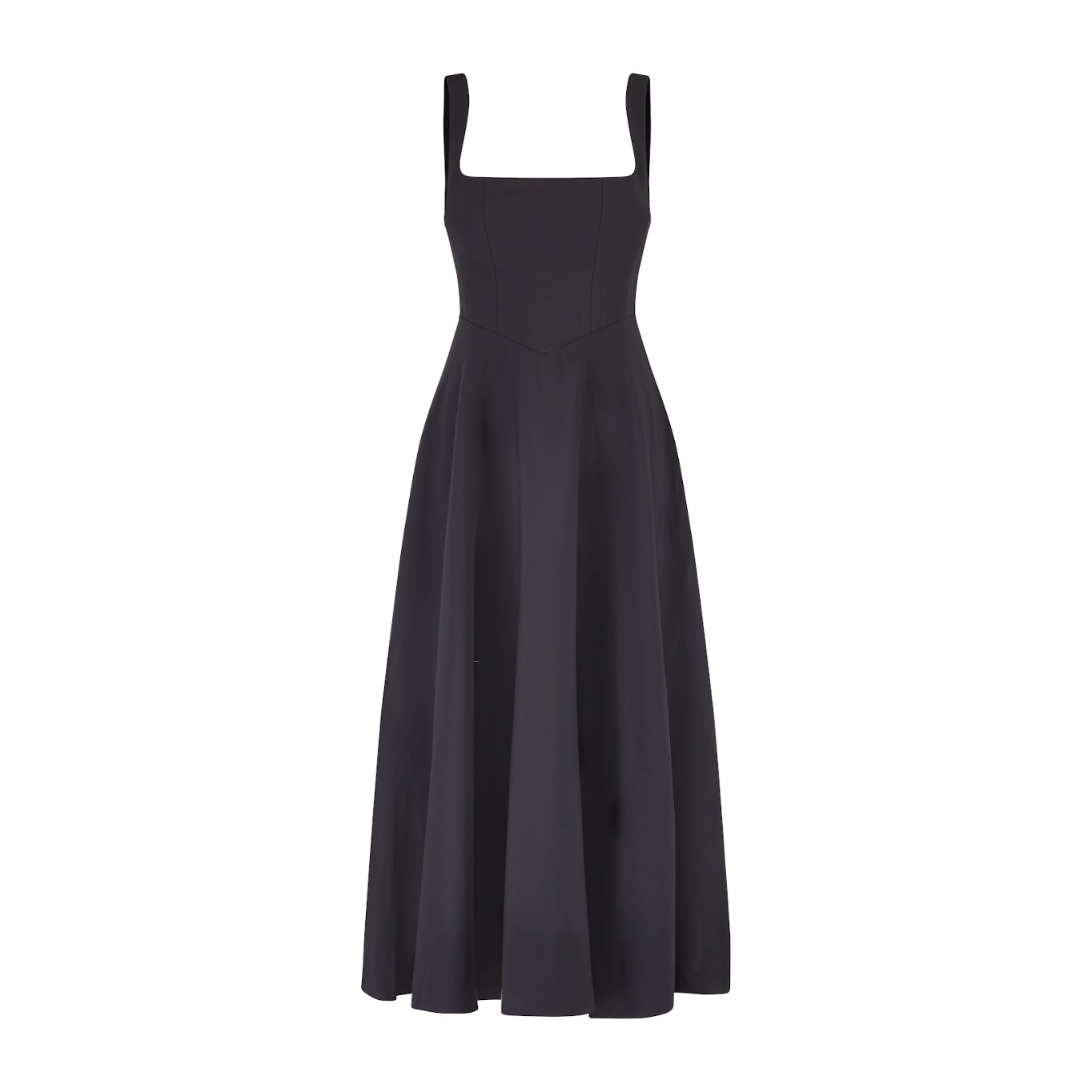 Women's Sleeveless Square Neck Midi Dress with A-Line Silhouette - Sofia Maris